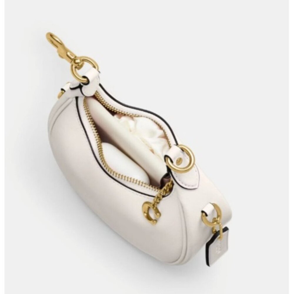Coach Jonie Mini Crescent Bag Chalk Glovetanned Leather Crossbody Shoulder Purse - Picture 9 of 16